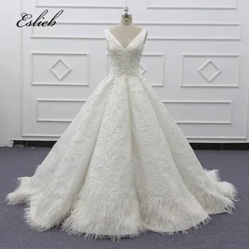 شراءفساتين زفاف عتيقة عالية الجودة بدون أكمام 2019 مخصصة مقاس كبير لحفلات الزفاف رداء De Mariage SJ080