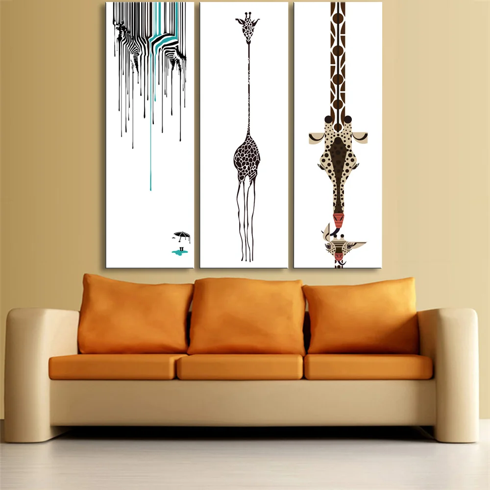 3 pieces high-definition print Giraffe and zebra painting canvas poster and wall art living room picture CJLBM-001 (4)