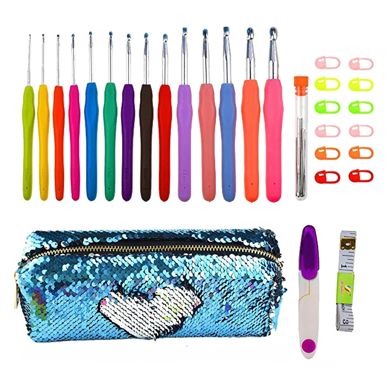 Crochet Hooks Set Ergonomic Handles 2.0-10.0mm Extra Long Rubber Soft Crochet Needles Yarn Weave Knitting Needle For Chunky Yarn (2)