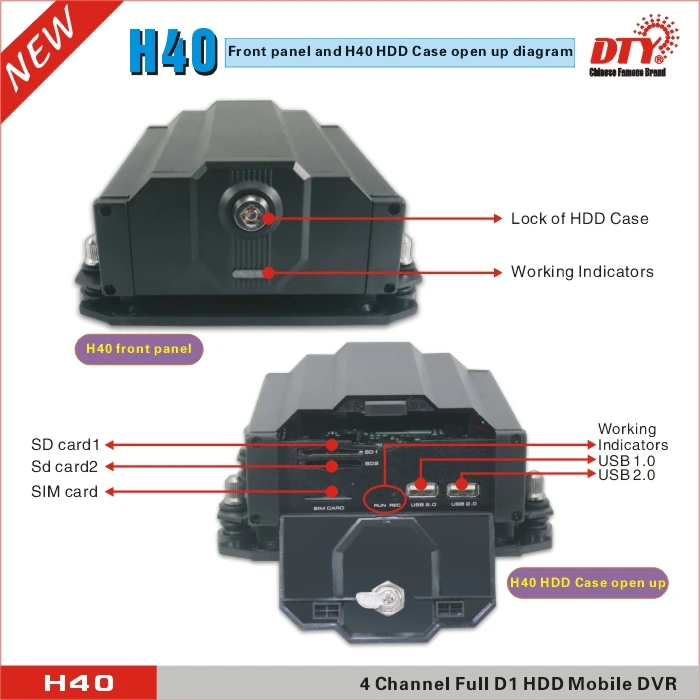  4-channel full d1 real-time remote control cctv 3g 4g mobile car dvr H40-4G - 32811863355