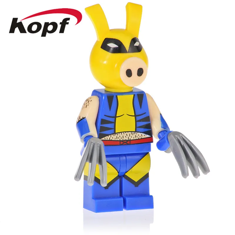 

KF1144 Single Sale Super Heroes Building Blocks Wolver Spider-Ham Green Iron Man Captain-ham Venom Ham Kids Gift Toys