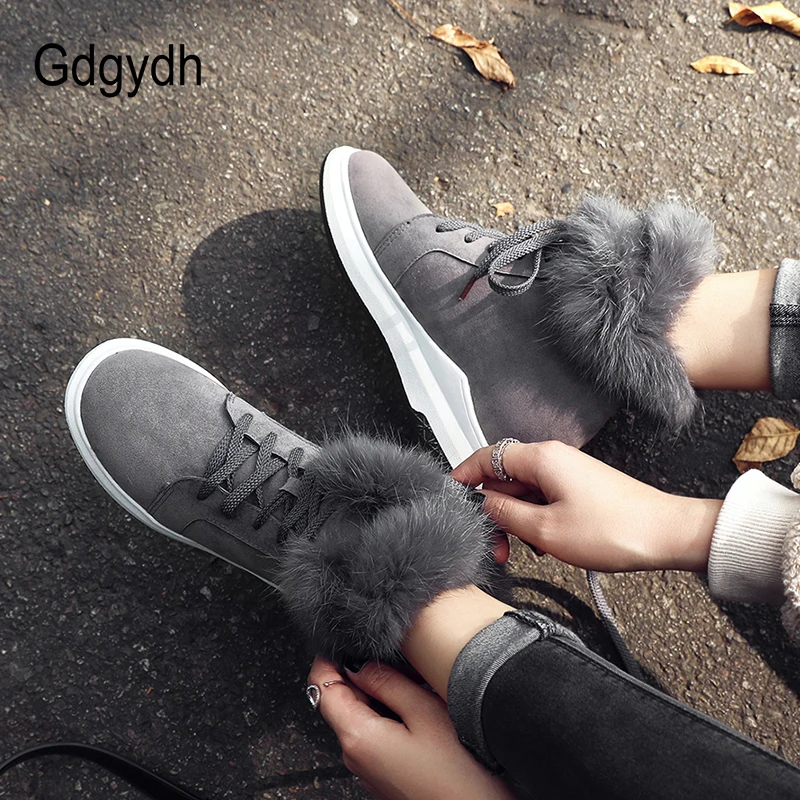 Goede Gdgydh Hoogte Toenemende Dames Snowboots Zwart Echt Bont Winter Laarzen Plus Size 43 Vrouwen Comfortabele Warme Schoenen 2018 Winter