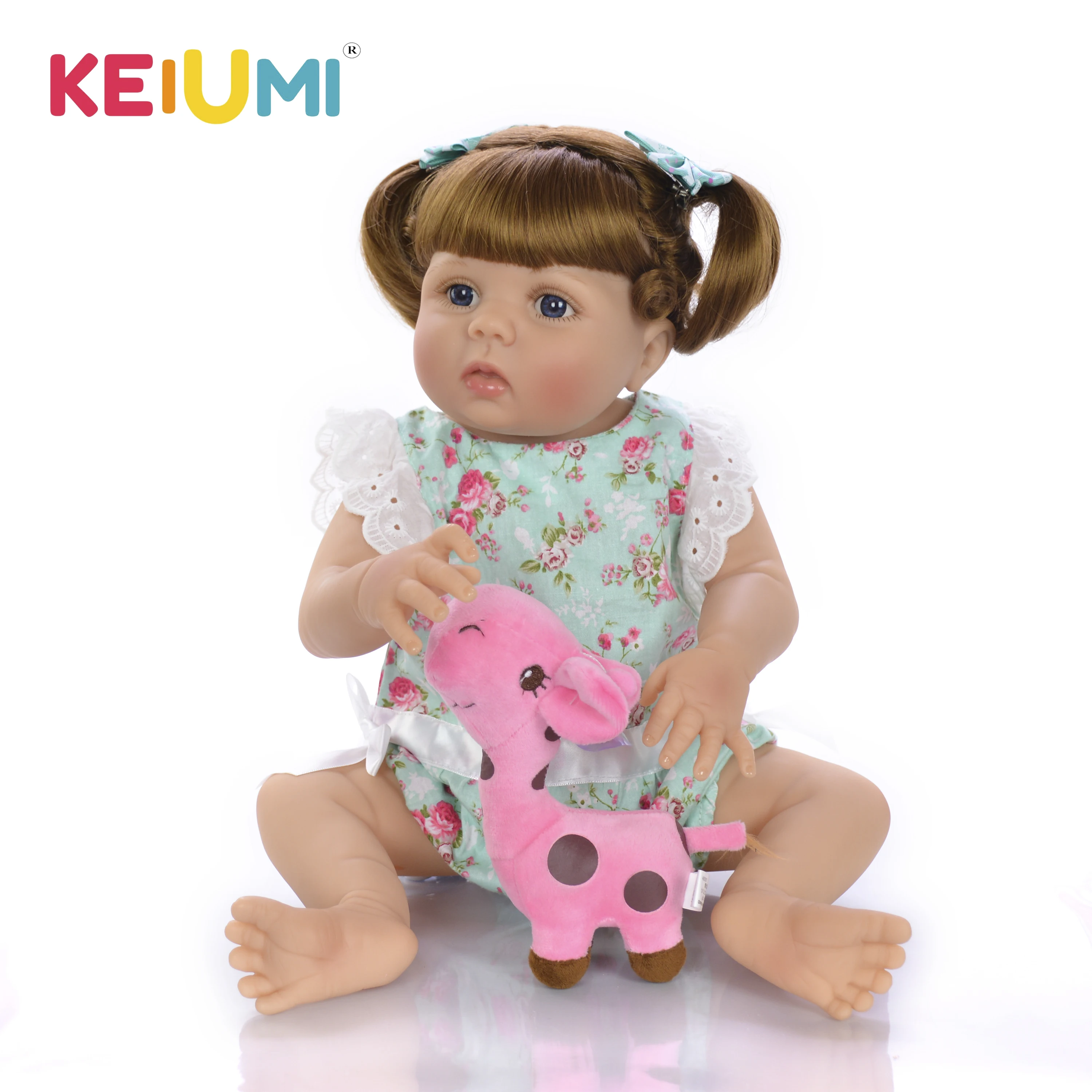 

KEIUMI Hot 23 Inch Silicone Reborn Baby Dolls Realistic Reborn Girl Full Vinyl Body Doll Toy For Kids Birthday Gift