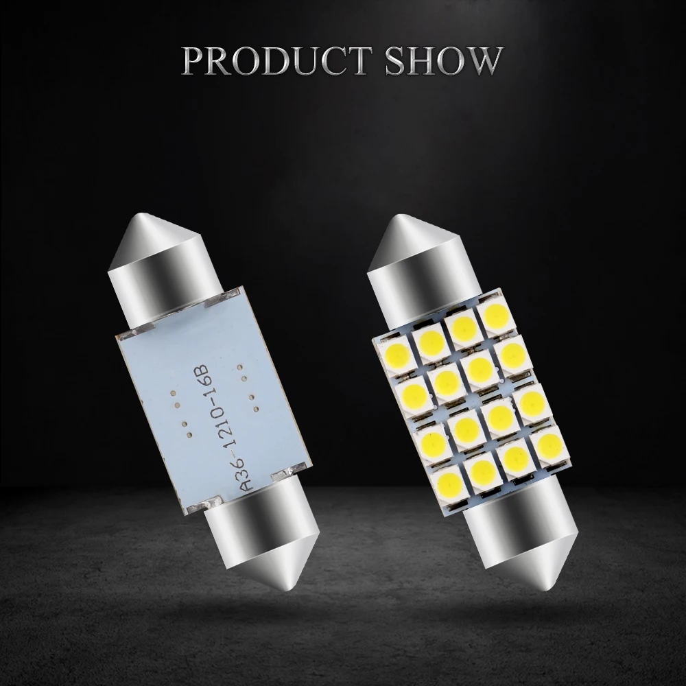 200 шт. C5W 31 мм/36 мм/39 мм/41 мм белый 3528 1210 16 SMD гирлянда купол светодиодный светильник