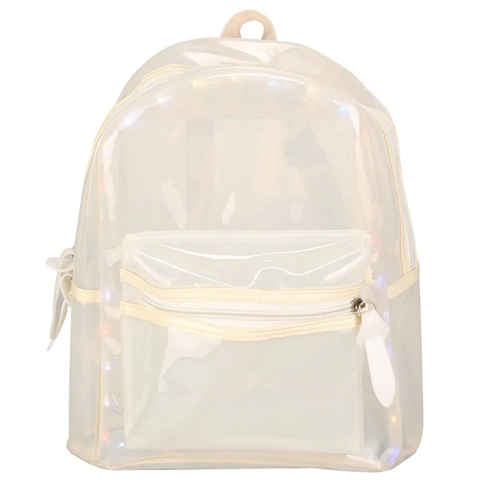 

Transparent Backpack LED Light Glitter Jelly Women's Bag Lantern Electronic Bag Woman Back Pack