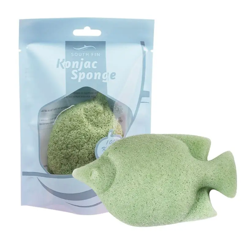 Спонж-Конняку натуральный милый тропический рыбьей формы лицевая губка для мытья лица Отшелушивающий глубокий коврик для чистки кистей Инструмент для макияжа красоты 7 цветов