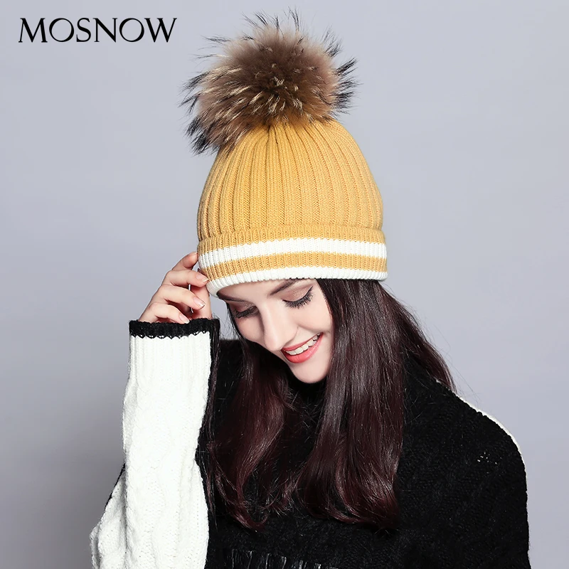 Beanies Лоскутные элегантные шерстяные вязанные шапки 2019 высокого качества помпон