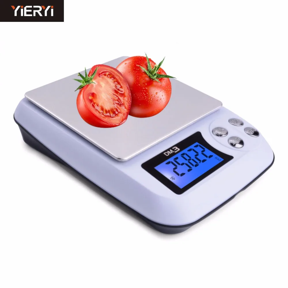 

yieryi Balance Blue LED Display Digital Electronic Scale 100g/200g/1kg/2kg/3kg Large Flat Stainless Steel Scale Platform