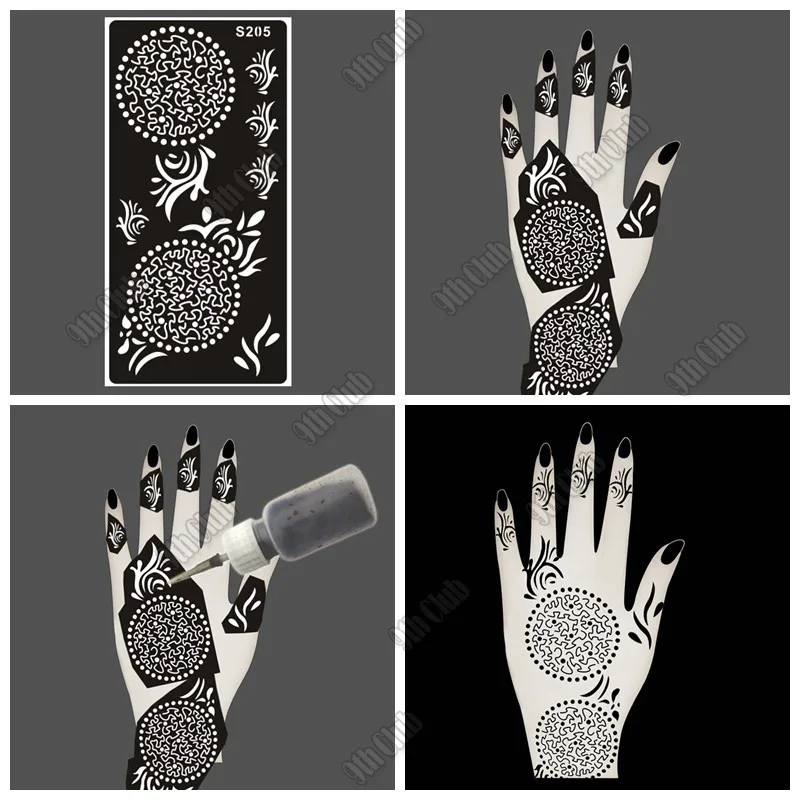 6pcs/Set Henna Tattoo Stencil Mehndi Aribrush Templates for Women Body Paint Indian Tattoo Stickers New Designs Kit 6 Patterns