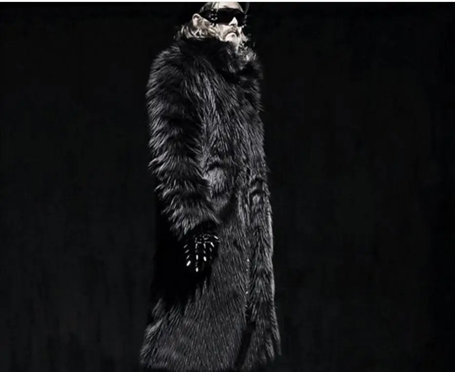 2018 мужская длинная куртка с секциями Искусственный мех пальто зима autummn одежда Повседневное мужской Искусственный мех пальто плюс Размеры