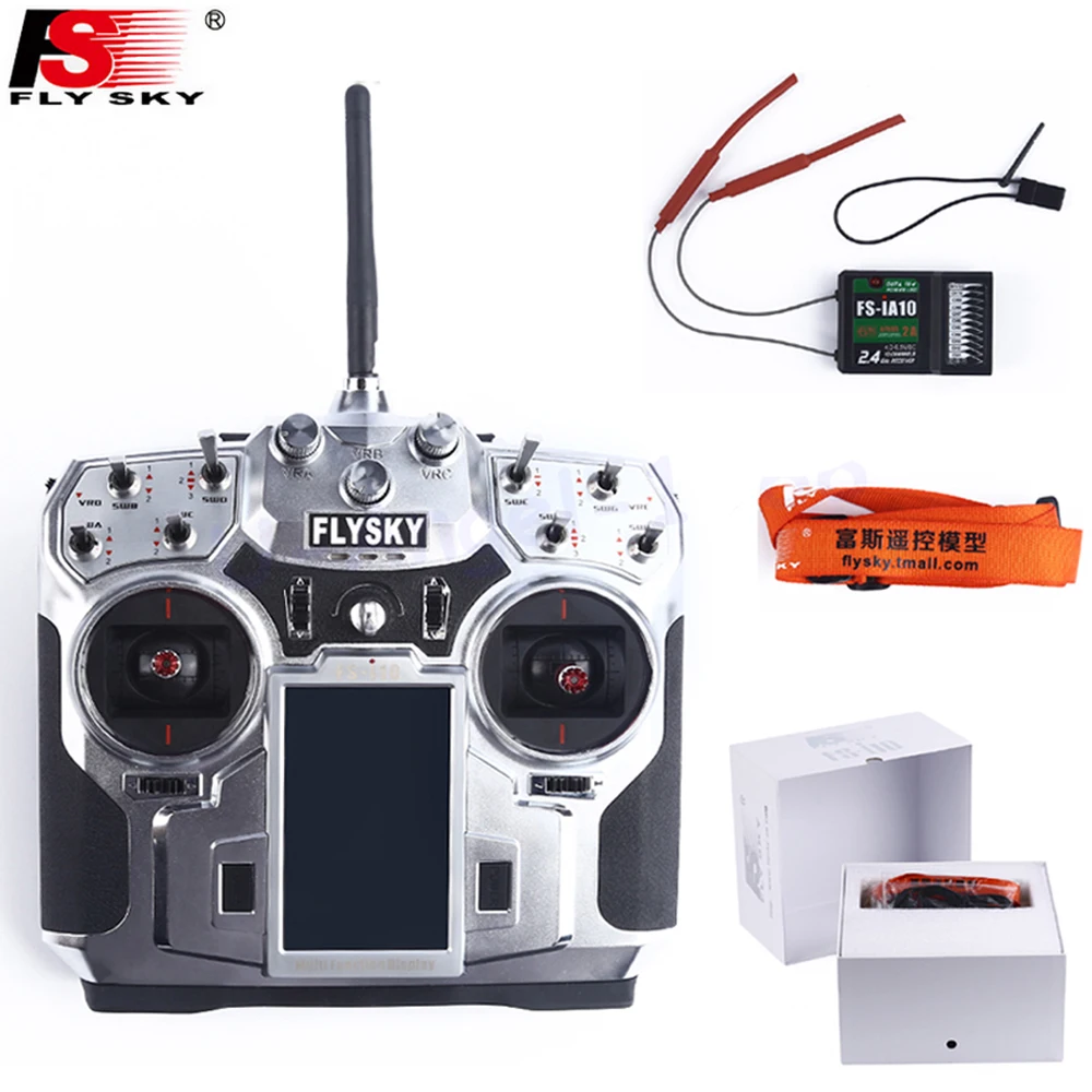 

Original FlySky FS-i10 2.4g Digital Proportional 10CH Transmitter With FS-IA10 Receiver System 3.55" LED Screen Mode 2