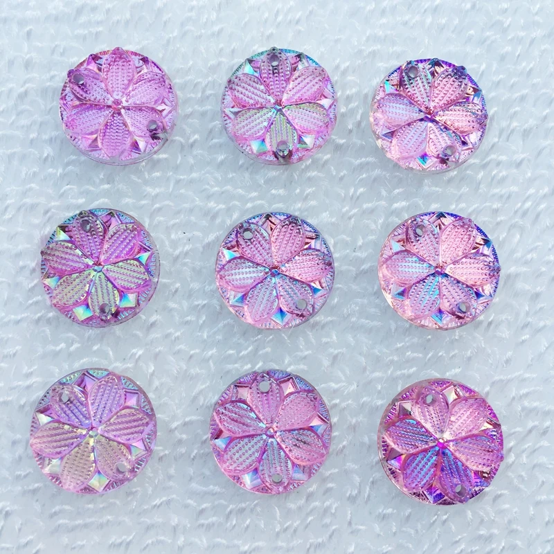 HOT 300pcs/lot 15mm Crystal AB flower Resin Rhinestone FlatBack Beads Sew On 2 Hole For DIY Wedding Decoration A994*5