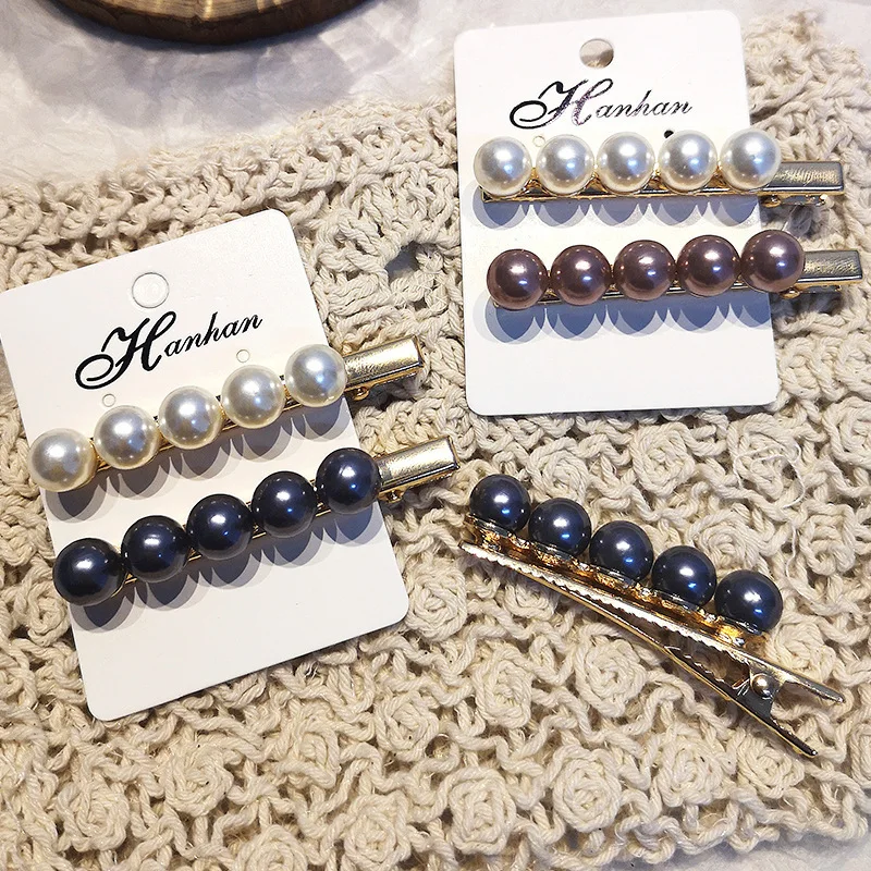 

Pearl hairpin M trend wild clip hair bangs a word clip ins temperament girl retro top clip