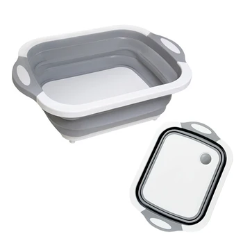 

Kitchen Chopping Block Tool Multifunctional Foldable Cutting Board Kitchen Silicone Cutting Board Vegetable Fruit Washing Basket