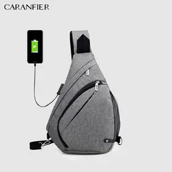 CARANFIER сумки на плечо USB зарядное устройство дизайнерские сумки через плечо мульти-функция маленькие дорожные нагрудные сумки для мужчин