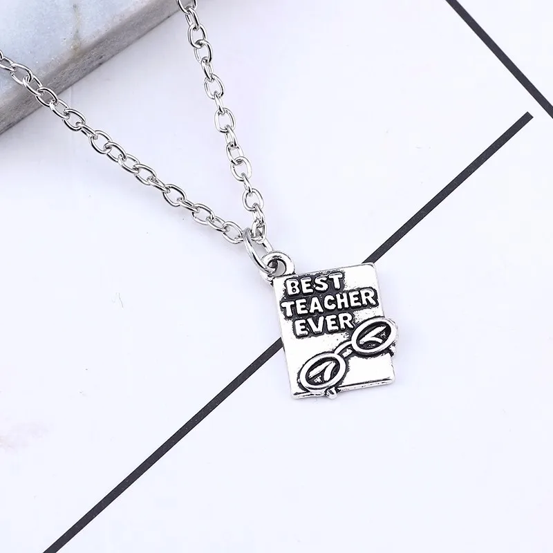 DIY сказочная Книга ожерелья и подвески с надписью Лучший учитель винтажная