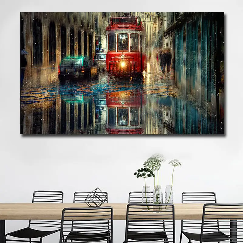 

Still Life Streetscape Oil Paintings Print On Canvas Modern Decorative Pictures For living Room Cuadros Decor Dropshipping