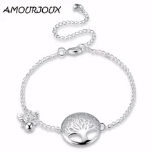 AMOURJOUX TREE Hollow Charm Silver Plated Anklets For Women Ankle Bracelet On The Leg Anklet Silver