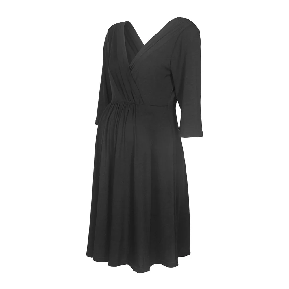 Nursing Dress Top V Collar Breastfeeding Long Sleeve Women Winter for Feeding Maternity Pregnancy Clothes Plus Size 8