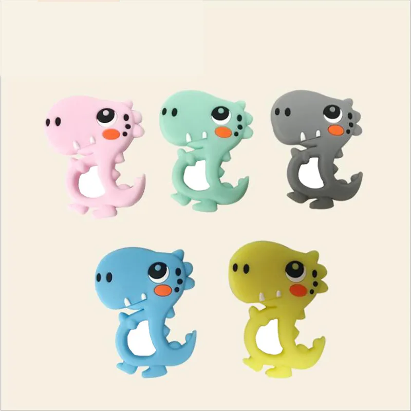

1pc Silicone Teether Food Grade Cute Dinosaur Rattle Baby Teething Pendant DIY Pacifier Clipt Accessories Baby Nursing Gifts