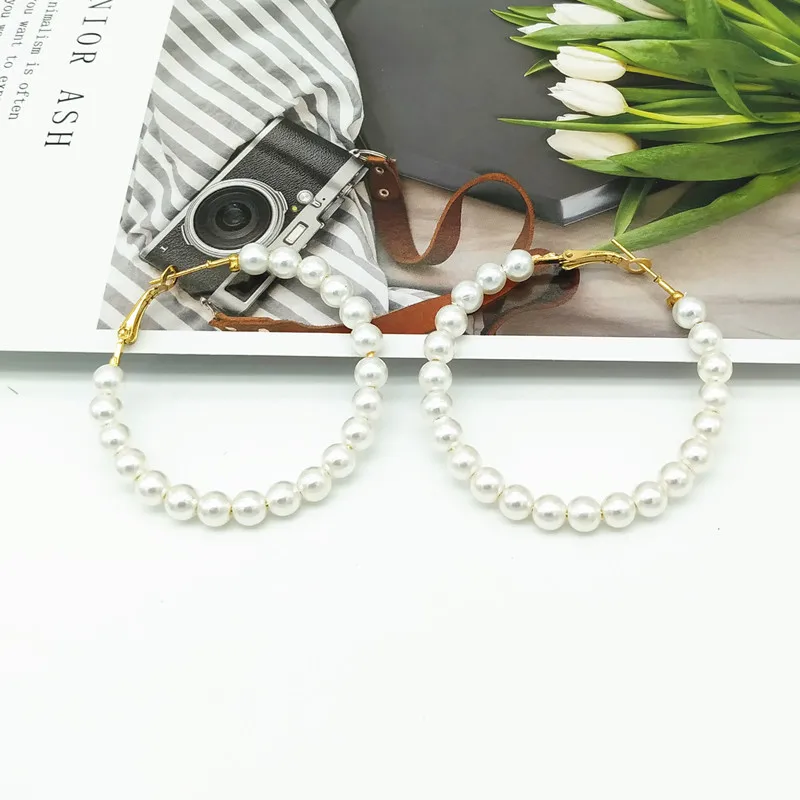Новые трендовые Имитация жемчужные серьги-кольца для женщин круглые модные свадебные серьги подарок для друзей оптом Brincos