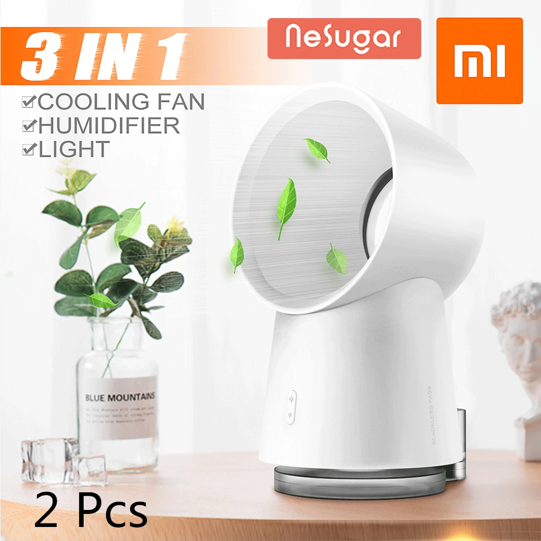 

Xiaomi Nesugar 2X Happy Life Smart 3 in 1 Mini Cooling Fan Bladeless Desktop Fan Mist Humidifier LED Light Portable For Car Home