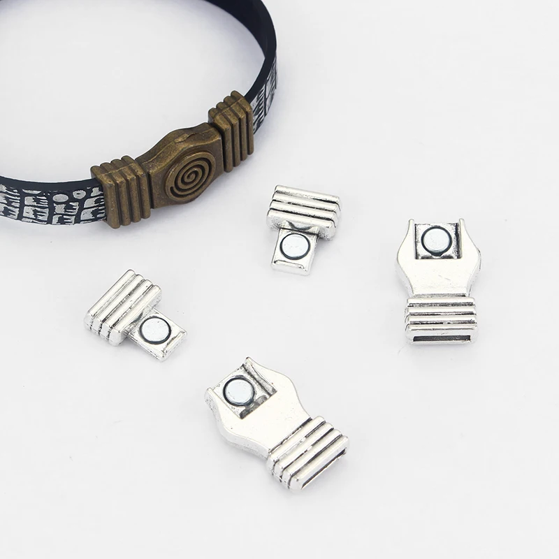 2Sets 10*2mm Hole Magnetic Clasp Bracelet Findings For 5//10mm Flat Leather Cord