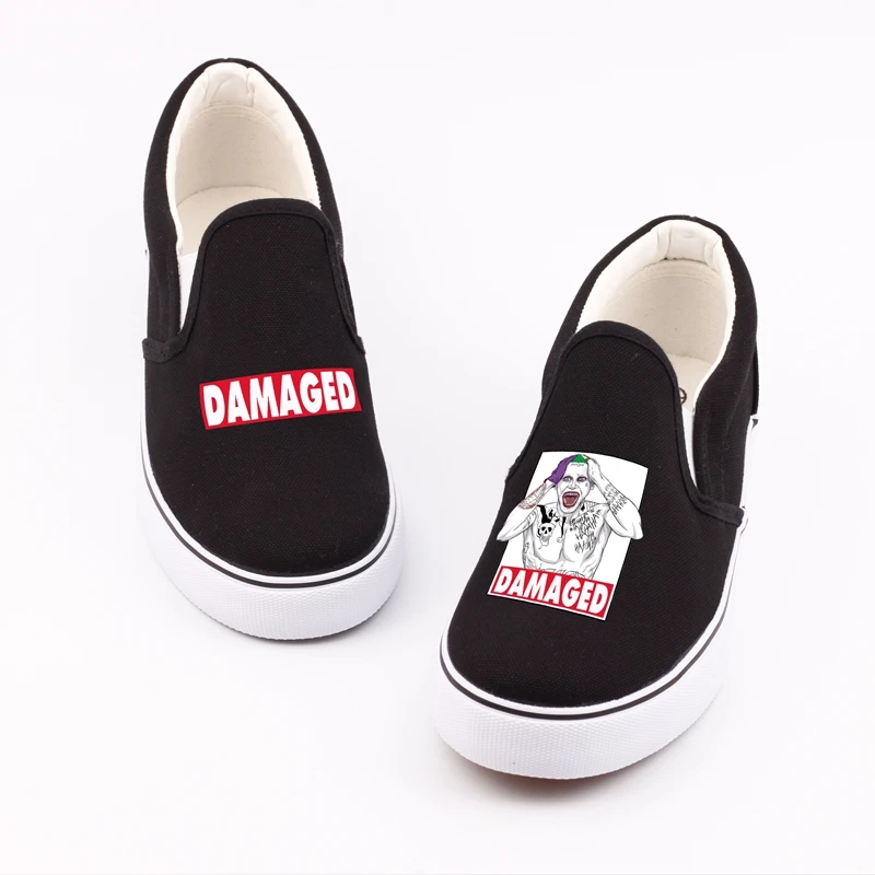 

Design Custom Joker Harley Quinn Hand Printed Shoes Women Canvas Casual Sneaker Low Top Flat Female Custom Movie Hip Hop Loafers
