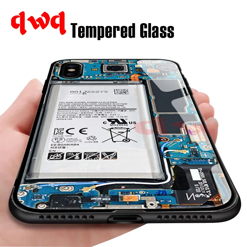 Goede Luxe Gehard Glas Telefoon Cover Voor Apple iphone X Xr Xs Max Case Kleur Back Protector Film Silicone Soft TPU rand Shell Coque