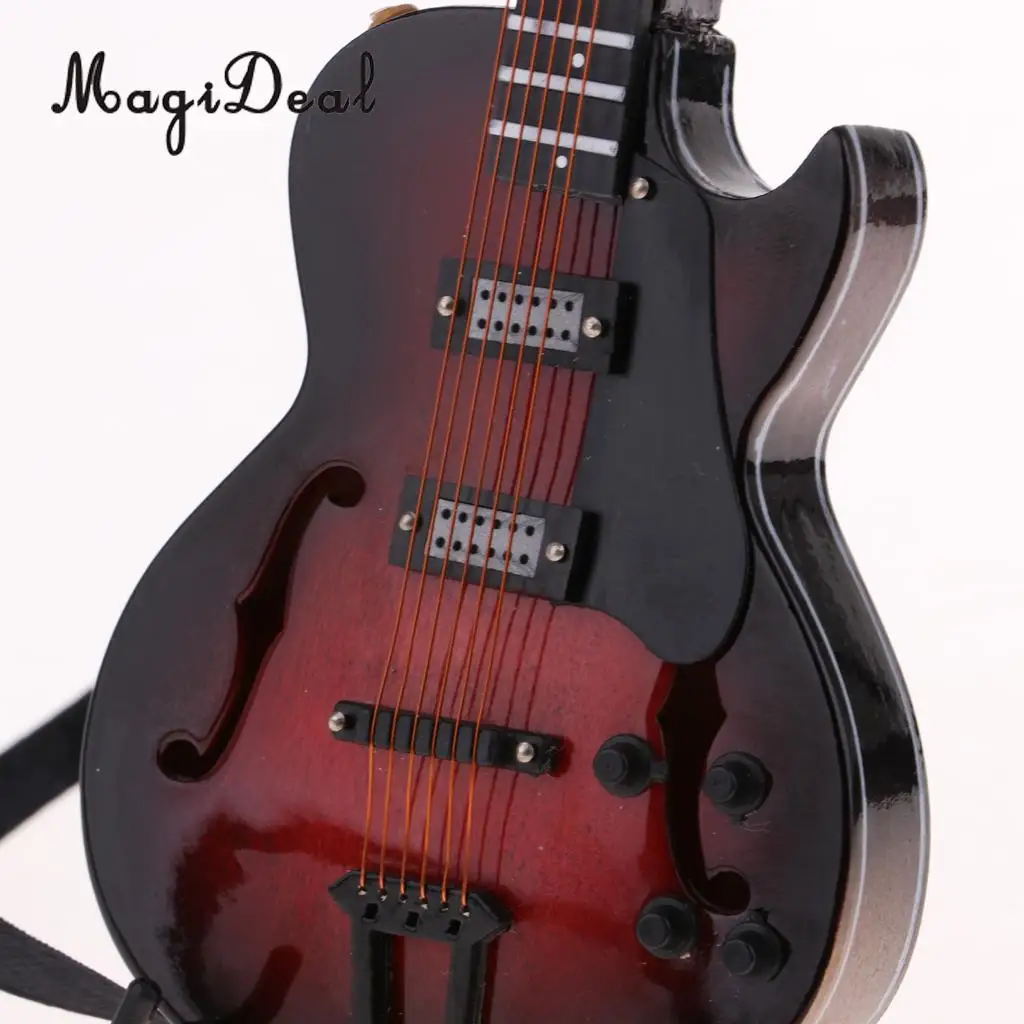 Handmade 1/6 Miniature Coffee Acoustic Guitar with Strap for   Figures /12inch Dolls Accessories Collections