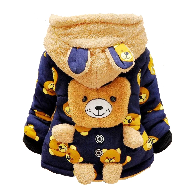 

Winter Brand Baby Boys&Girls Clothes Children's Clothing Kids Thick Wadded Jacket Cartoon Bear Cotton-padded Warm Outwear