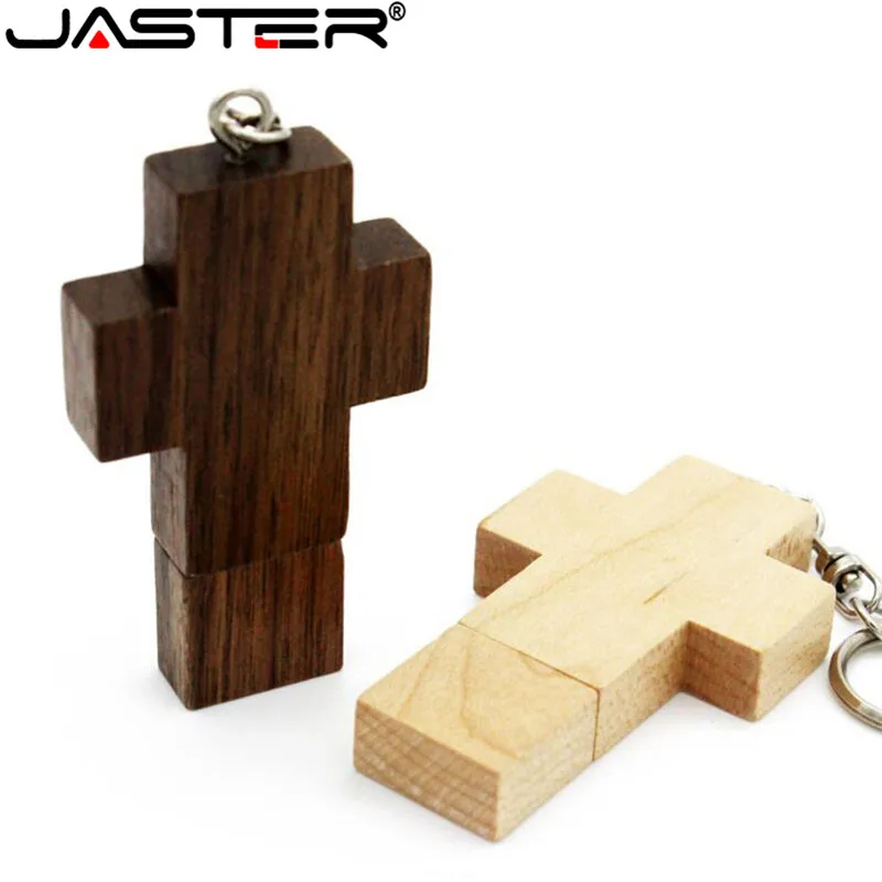 

JASTER wooden pendrive wood Cross USB Flash Drive USB Momery stick 4GB 8GB 16GB 32GB U disk Crosses Flash drive keychain gift