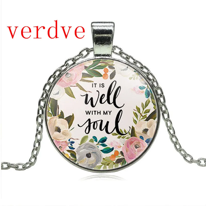 

Wisdom Bible Verse It is well with MY Soul Lettering Necklace Quote Faith Inspirational Women Men Christian Jewelry Gifts