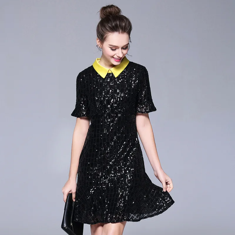 

Glittering Sequined Dress Black Plus Size Women Dresses Occasion Party M to 4xl 5xl