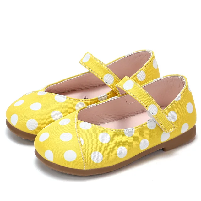 Kids Toddler Little Girl Yellow Dots Cute Flat Single