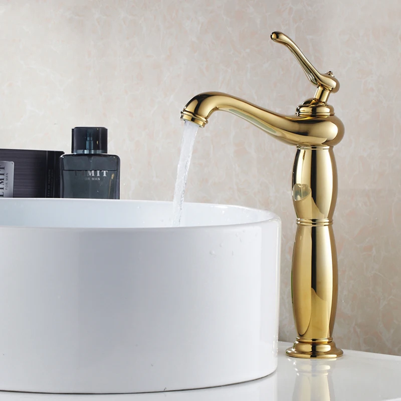 Billig Gold bad wasserhahn hohe wasserhahn messing chrom bad wasserhähne rose gold wasserhähne mischer armaturen Kostenloser versand