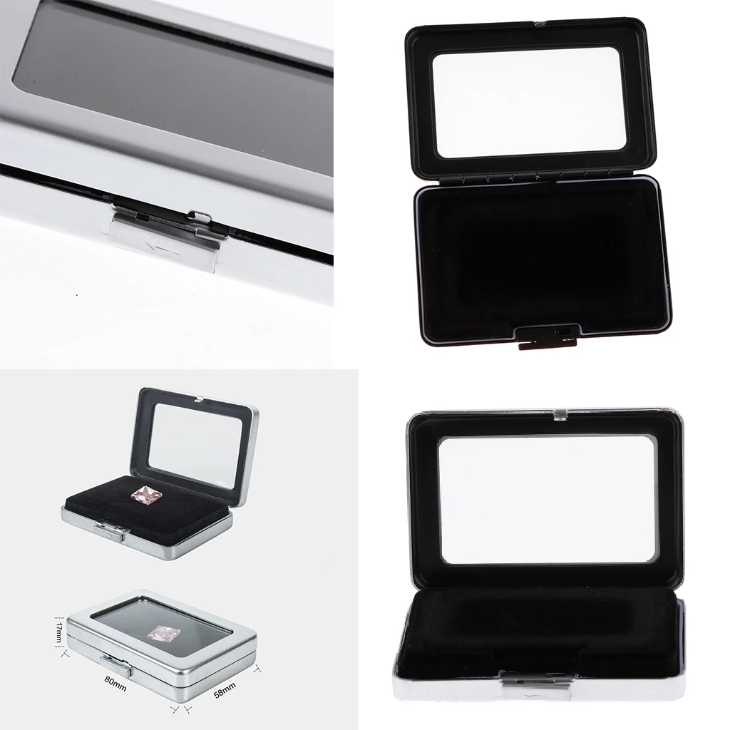Electroplate Iron Box Diamond Gem Jewelry Storage Box Organizer Case Double-Faced Velvet Fabric Buckle Design Showcase