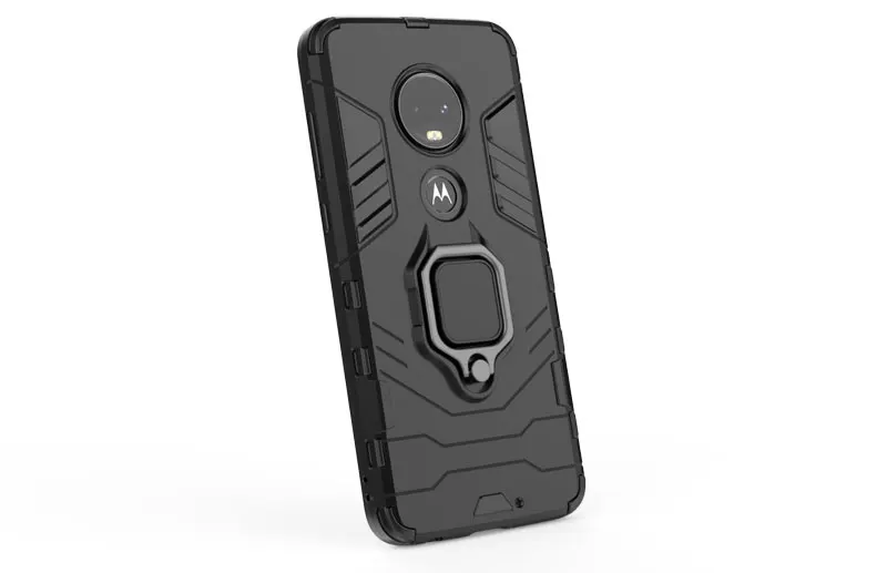 Магнитный регулируемый держатель для автомобиля чехол для Motorola Moto G7 чехол 2 в 1 шт.+ жесткий чехол из термопластичного полиуретана с кольцом для пальцев чехол для fundas Moto G7