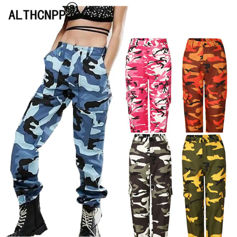 2021 Streetwear Camouflage Pants Hip Hop Cargo Pants Women High Waist Sweatpants Boyfriend Trousers Camo Pants  Pantalon Femme shuchan 94% cotton pantalon pour femme jeans woman streetwear women high waist cargo jeans women