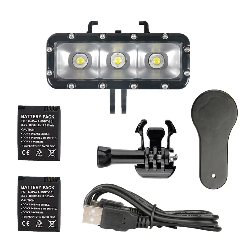 bateria dupla mergulho flash luz subaquática led luz de preenchimento para gopro hero max sessão acessórios