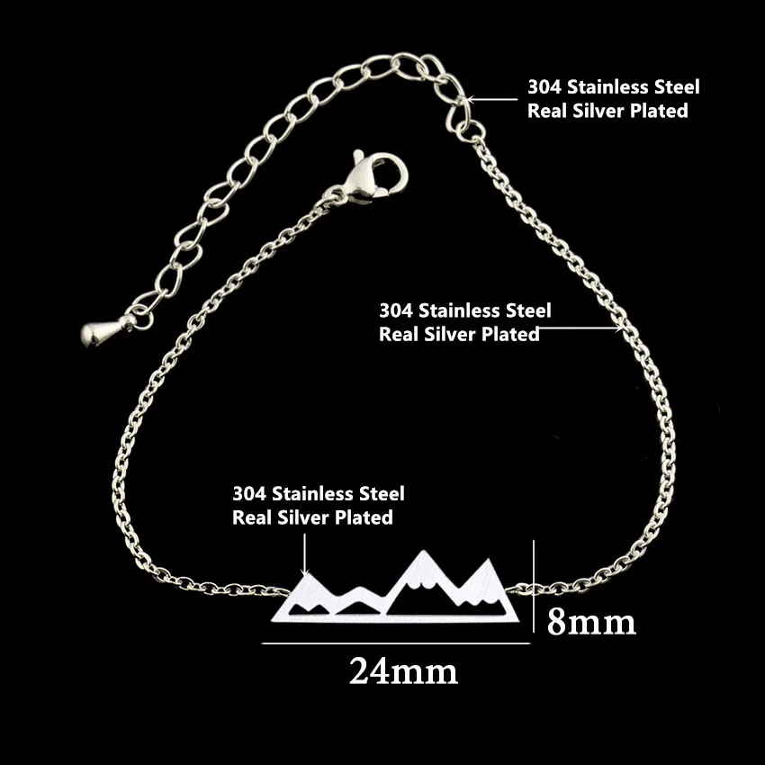 Stainless Steel Silver Mountain Men Bracelet Rose Gold Color Chain Hiking Bracelets For Women Adventure Jewelry Pulseras Mujer