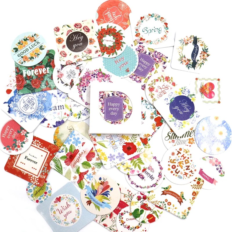 

Creative Flower Mini Sticker Set Decoration Decal Diy Album Diary Scrapbooking Sealing Sticker Kawaii Stationery 38 Pcs/box