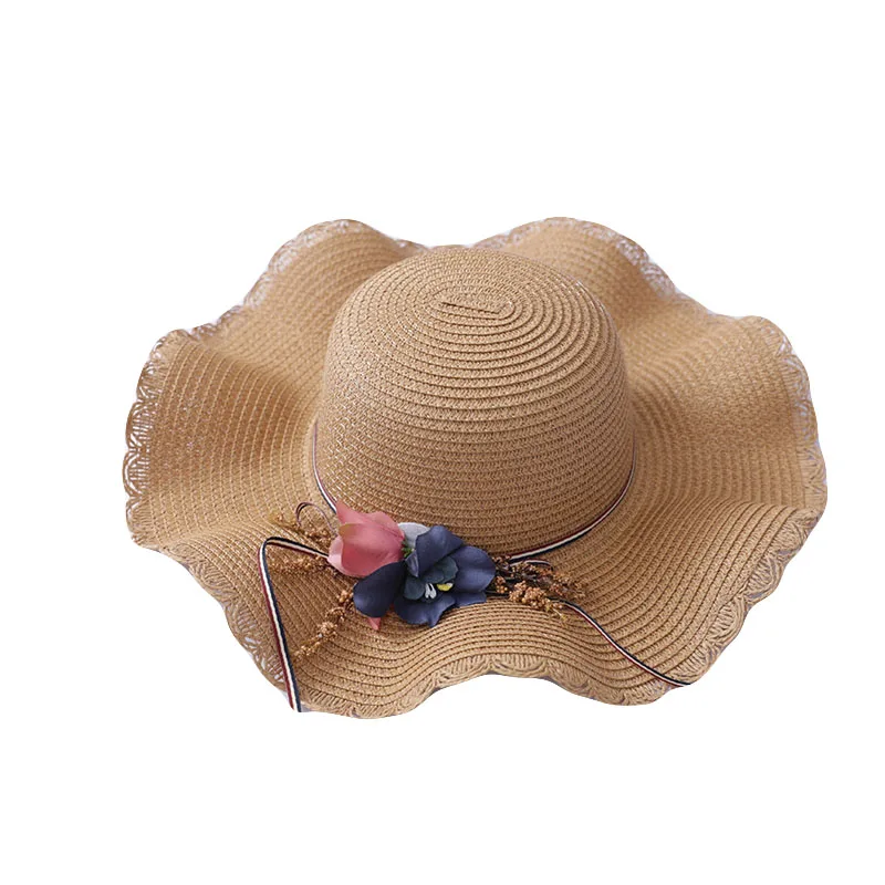 بن YUANHAOXUAN مرن متموجة القش قبعة كبيرة حافة قبعة الشمس المرأة الصيف شاطئ كاب كبيرة طوي قبعات فيدورا للنساء الفتيات