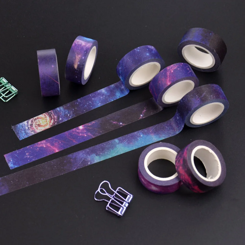 

1Pcs Kawaii Starry Sky Japanese Masking Washi Tape Decorative Adhesive Tape Decora Diy Scrapbooking Sticker Label Stationery