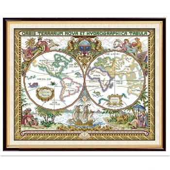 

oneroom Old World Map Chinese Counted Cross Stitch Patterns Embroidery Cross Set Painting DMC Cross Stitch Fabric Home Decor
