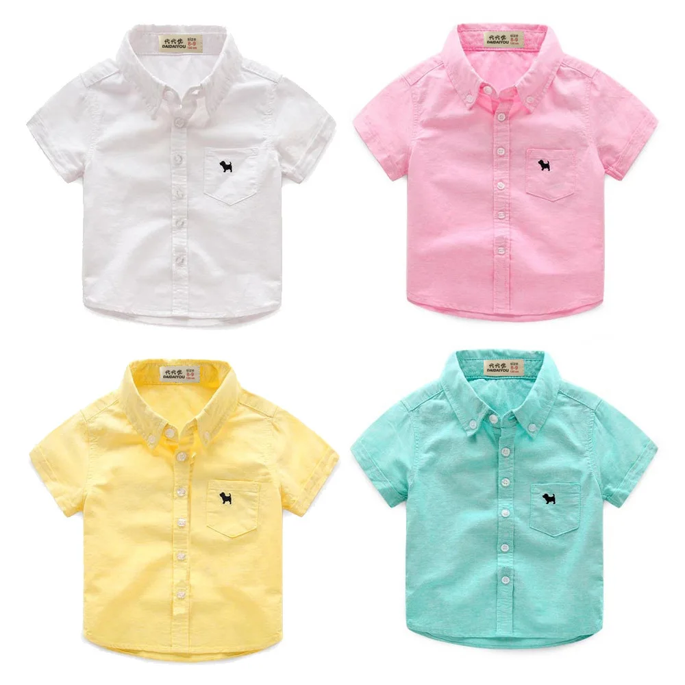 Boy Cotton Short-sleeved Shirt Summer Summer New Children's Shirt Children's Baby Tide