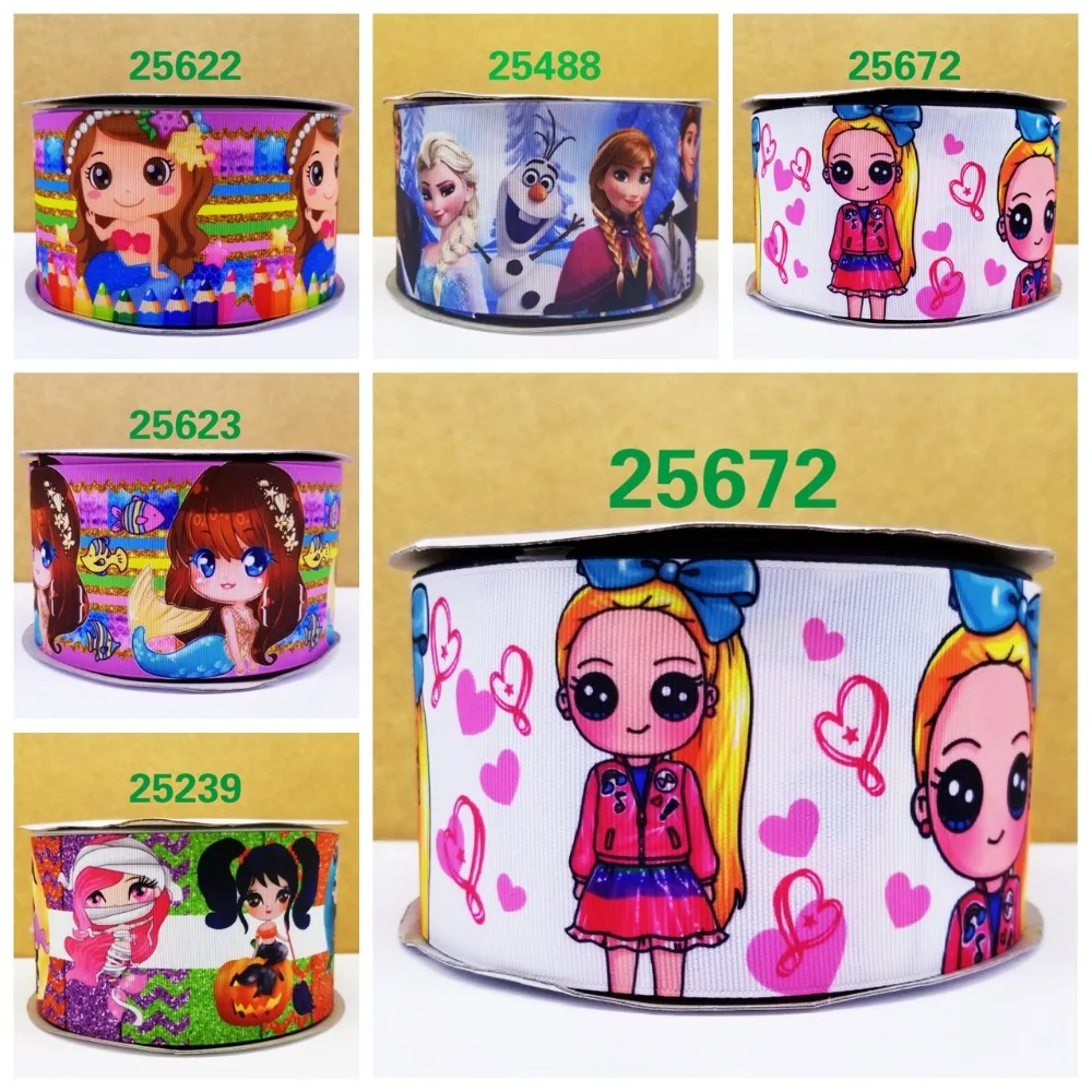 

Cartoon printed grosgrain ribbon ,satin ribbon 10 yards . 25239-