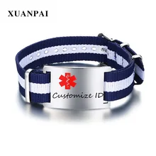 XUANPAI гравировка Для мужчин медицинский идентификатор предупреждения Браслеты 26 мм Нержавеющая сталь тег веревки браслет регулируемый чрезвычайных ювелирные изделия