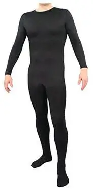 Black Men Round Neck Unisex Spandex Bright 2nd Skin Zentai Costumes Bodysuit Unitard leotard | Тематическая одежда и