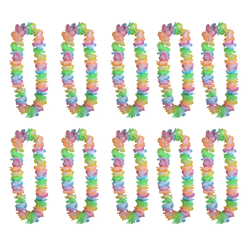 

10PCS Hawaiian Tropical Leis Flower Garlands Necklace Beach Wearing Costume New